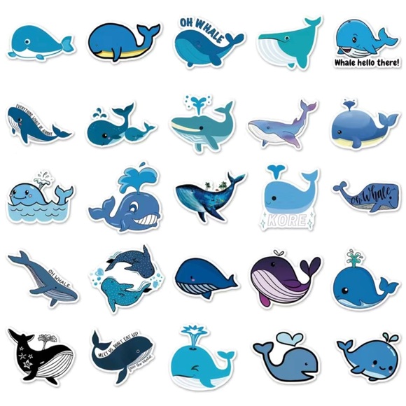NWT 50 Piece Cartoon Whale Stickers - Picture 4 of 5